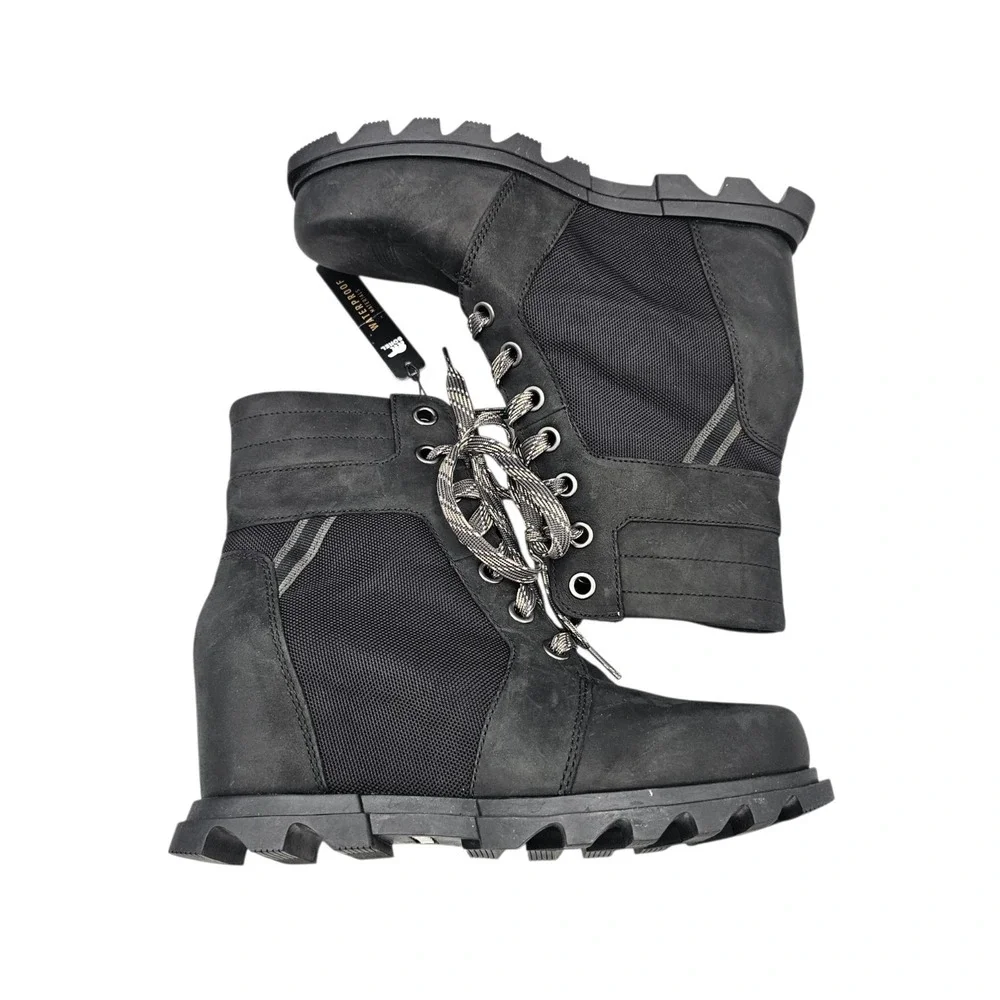 SOREL Women's Size 9.5 NWT Joan of Arctic Wedge III Lexie Black Lace-Up Booties - Picture 6 of 8